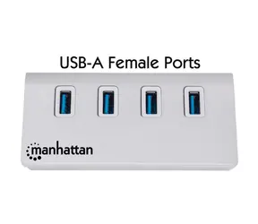 Manhattan White / USB-Hub / 4 Anschlüsse / USB 3.0 5 Gbit/s / Aluminiumgehäuse / Bus-Stromversorgung
