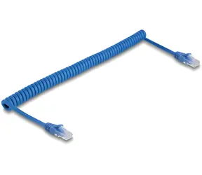 DeLock RJ45 Spiralkabel blau / Netzwerkkabel / Cat6 U/UTP / 1 Gbit/s / 1,3-3,3 m