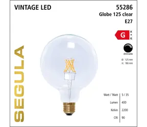 SEGULA LED-Lampe 125 5W (35W) klar / E27 / 400lm / 2200K / dimmbar