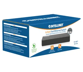 Intellinet 561730 schwarz / Switch / 8- Port / 100 Mbit/s / Desktop / lüfterlos