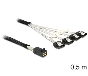 DeLock Mini SAS HD SFF-8643 / Kabel / 4X SATA 7-Pin / Edelstahl / 0,5 m