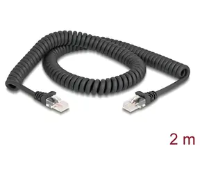 DeLock schwarzes Spiralkabel RJ45 / Cat.5e / 2 m