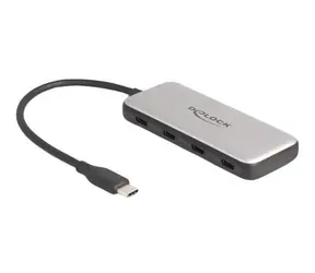 DeLock 64261 schwarz-grau / USB-Hub / 4× USB-C / 10 Gbit/s / Stromversorgung 100 W