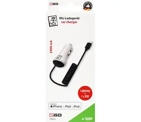 2GO weiß / Kfz-Ladegerät / 12 W / Lightning + USB-A / MFi-zertifiziert