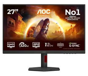 27" AOC Gaming Q27G4SRU Schwarz / Schnelles IPS-Display / 2560 x 1440 / 16:9 / 320 Hz / 450 cd/m / 2x HDMI + DP / VESA