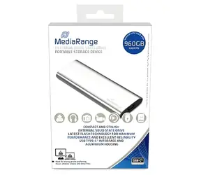 MediaRange 960 GB silber / Externe SSD / M.2 SATA III / TLC / USB-C / R: 450 MB/s / Schreiben: 420 MB/s