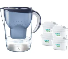 Brita Marella XL blau + 4 Filter / Wasserfilterkanne / 3,5 l / Filter: MAXTRA PRO Pure Performance