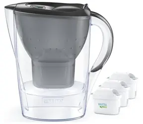 Brita Marella Graphit + 3 Filter / Wasserfilterkanne / 2,4 l / Filter: Maxtra Pro Pure Performance