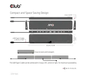 Club3D CSV-1565 schwarz / USB-C 14v1 Dockingstation / HDMI / DP / VGA / 3x USB-A / 2x USB-C / RJ-45 / SD / MicroSD