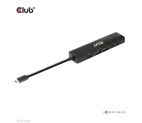Club3D CSV-1596 Schwarz / USB-C-Hub 6-in-1 / HDMI 8K 30Hz / 2x USB-A / 2x USB-C / RJ45 / PD 100W