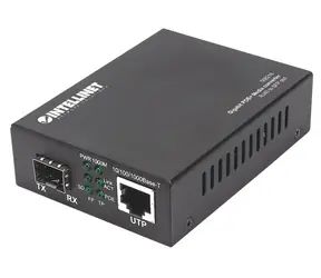 Intellinet Gigabit PoE+ Medienkonverter / Medienkonverter / 1x RJ-45 / 1x SFP / 1000 Mbit/s / PoE+ / 120 km