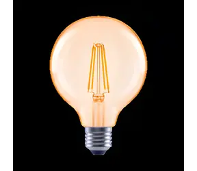 Xavax LED-Filamentlampe / E27 / 680 lm (ersetzt 52 W) / G95-Kugel / bernsteinfarben / warmweiß