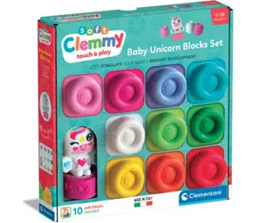 Clementoni Soft Clemmy / Set aus weichen Würfeln / 10 Stück / Einhornfigur