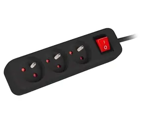 Lanberg Verlängerungskabel schwarz / 230 V / 3 m / 3 Steckdosen / mit Schalter