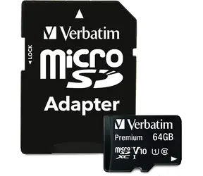 Verbatim Premium MicroSDXC 64 GB / Speicherkarte / UHS-I (U1) / Klasse 10 / R: 90 MB/s / Schreiben: 10 MB/s