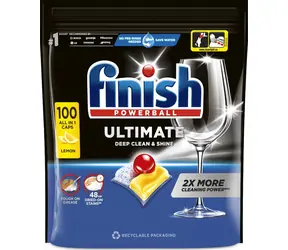 FINISH Powerball Ultimate Tiefenreinigung und Glanz 100 Stück Lemon / Geschirrspültabs