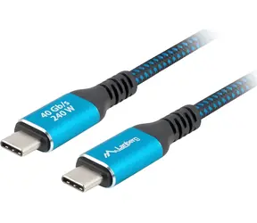 Lanberg CA-CMCM-45CU-0015-BK schwarz-blau / Kabel USB-C - USB-C / 1,5 m