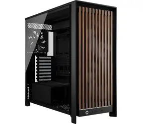 Corsair FRAME 5000D Wood RS Schwarz, Walnuss / Gehäuse / E-ATX / 3x USB-C / 2x 200 mm / ohne Netzteil / transparente Seitenwand