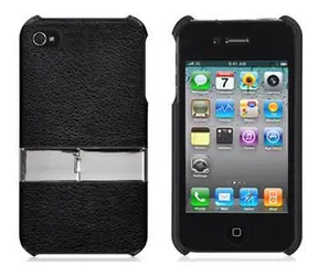 LUXA2 PH4 schwarz / Hülle / iPhone 4 / Leder und Metall / Ständer