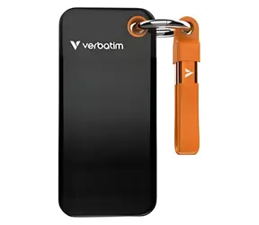 Verbatim Pocket SSD 256 GB schwarz/orange / Externe SSD / USB-C / Lesen: 10.000 MB/s / Schreiben: 10.000 MB/s