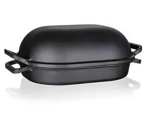 Banquet Excellent Ovale Auflaufform aus Gusseisen mit Deckel, schwarz / 39 × 26 × 14 cm / 3 + 4 l