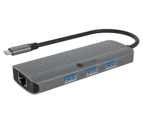 Icy Box IB-DK4034a-CPD silber / Dockingstation / USB-C / 3x USB-A 3.2 Gen2 / HDMI / RJ-45 / 100W PD