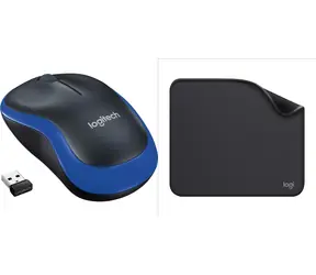Logitech M185 blau + Studio Series Graphit / Set / Kabellose optische Maus + Zubehör