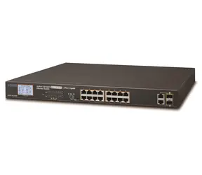 Planet FGSW-1822VHP PoE-Switch / 16x 10/100 Mbit/s / 2x Gigabit TP/SFP / IEEE 802.3at / 300 W / VLAN / LCD