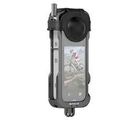 Puluz PU981B / Schutzhülle / für Insta360 X4 / CNC-gefräste Aluminiumlegierung / Blitzschuhadapter