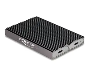 DeLock 42028 grau / Doppelgehäuse für M.2 SSD / USB-C 3.2 Gen 2 / NVMe + SATA / 10 Gbit/s