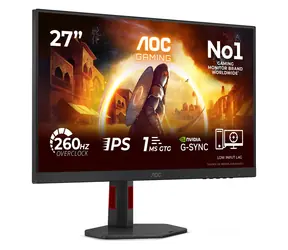 27" AOC 27G4ZR Schwarz / Monitor / Schnelles IPS-Display / 1920 x 1080 / 260 Hz / 0,3 ms MPRT / HDR10 / 2 x HDMI + DP / Pivot