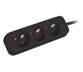 Lanberg Verlängerungskabel schwarz / 3 m / 3 Steckdosen / 230 V / ohne Schalter