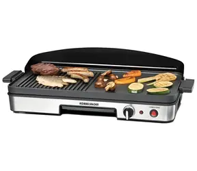 Rommelsbacher BBQ 2003, schwarzer Edelstahl / Elektrischer Tischgrill / 1900 W / 2 Grillzonen / Antihaftbeschichtung