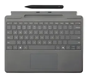 Microsoft Surface Pro Tastatur mit Stiftaufbewahrung, Platin / Tastatur für Surface Pro / Deutsches Layout / Surface Slim Pen 2
