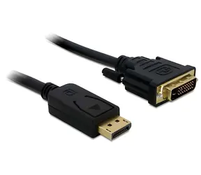 DeLock DisplayPort - DVI 24+1 schwarz / Kabel / 1 m / vergoldete Anschlüsse / passiv / DisplayPort 1.1