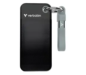 Verbatim Pocket SSD 128 GB schwarz/grau / Externe SSD / USB-C 3.2 Gen 2 / R: 1000 MB/s / Schreiben: 1000 MB/s