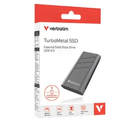 Verbatim TurboMetal SSD 1 TB silber / Externe SSD / USB4 / R: 3700 MB/s / Schreiben: 3600 MB/s