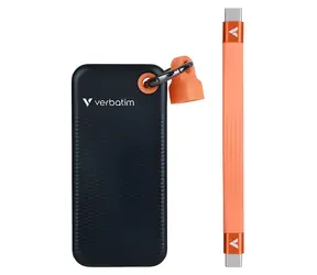 Verbatim Pocket SSD schwarz-orange / Externes Laufwerk / 2 TB / USB-C 3.2 Gen 2 / 1000 MB/s Lesen / 1000 MB/s Schreiben
