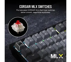 Corsair Gaming K65 PLUS Kabellose Tastatur, Schwarz/Grau / Mechanische Gaming-Tastatur / 75 % / RGB / MLX Rot