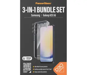 PanzerGlass Bundle: Schutzringe + UWF-Schutzglas + D3O-Hartschalenetui / Schutzhülle für Samsung Galaxy A25 5G / Transparent