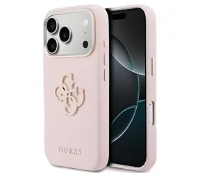 Guess PU-genarbtes 4G-Harz- Logo pink / Rückseite / iPhone 17 Pro Max