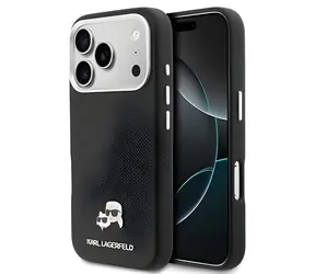 Karl Lagerfeld Karl und Choupette Köpfe Pins schwarz / Hülle / MagSafe / PU-Leder / iPhone 17 Pro Max