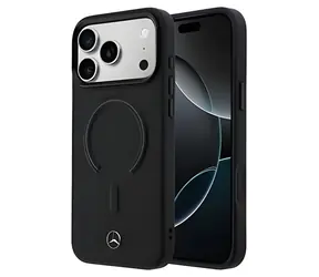Mercedes PU-Leder 3D für iPhone 17 Pro Max, schwarz / Rückseite / PU-Leder / MagSafe