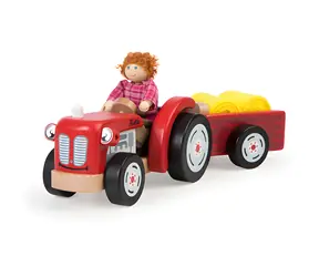 Tidlo Holztraktor mit Anhänger rot / ab 3 Jahren
