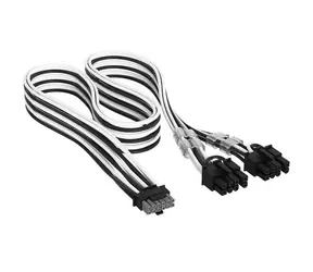 Corsair Premium Sleeved Universal -Netzteil schwarz-weiß / 12V-2x6 auf 2x PCIe 6+2-Pin
