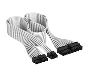 Corsair Premium Sleeved weißes Stromkabel / 24-Pin ATX / Gen 5 / für Typ-5-Netzteile / Textilgeflecht