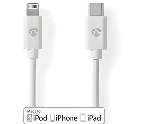 Nedis Lightning-Kabel 2 m weiß / Datenkabel / USB-C (Stecker) - Lightning 8-Pin (Stecker) / USB 2.0 / 480 Mbit/s