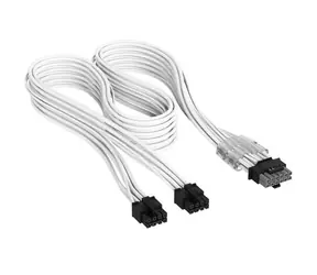 Corsair Premium Sleeved weiß / Stromkabel / 2x 8-Pin PCIe / 12V-2x6 (12VHPWR) / PCIe Gen5 / für Typ-5-Netzteile