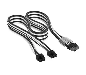 Corsair Premium Sleeved Stromkabel schwarz-weiß / 2x 8-Pin - 12V-2x6 / für Typ-5-Netzteile