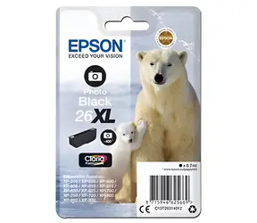 Epson 26XL Fotoschwarz / Original XL-Kartusche / 8,7 ml / für Expression Premium XP-510, 520, 600, 605